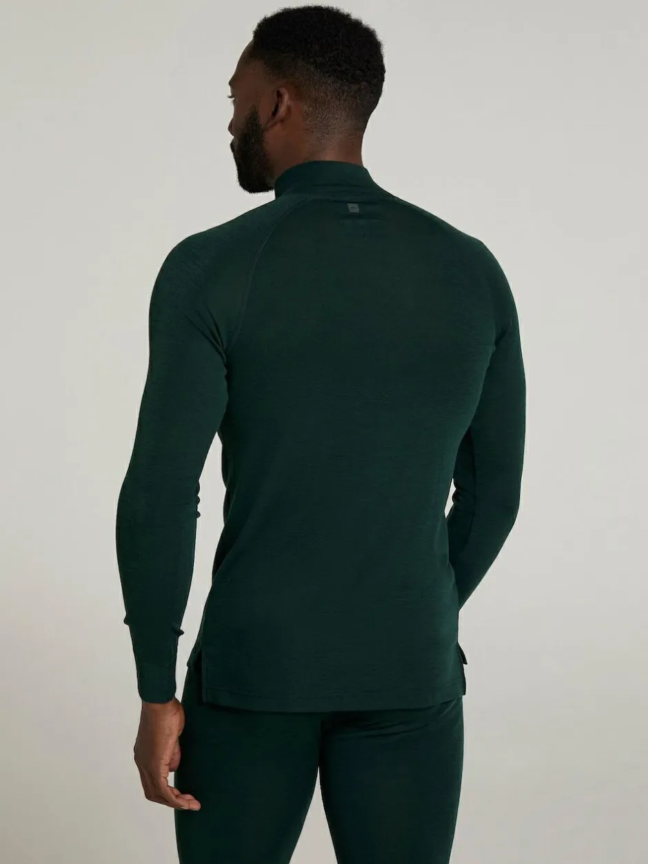 Mountain Warehouse Green Merino II Mens Zip Neck Base Layer Top Clearance