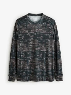 Mountain Warehouse Green/Grey Talus Mens Printed Thermal Top New