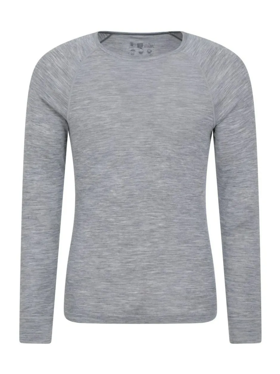 Mountain Warehouse Merino Mens Round Neck Thermal Top Grey Best