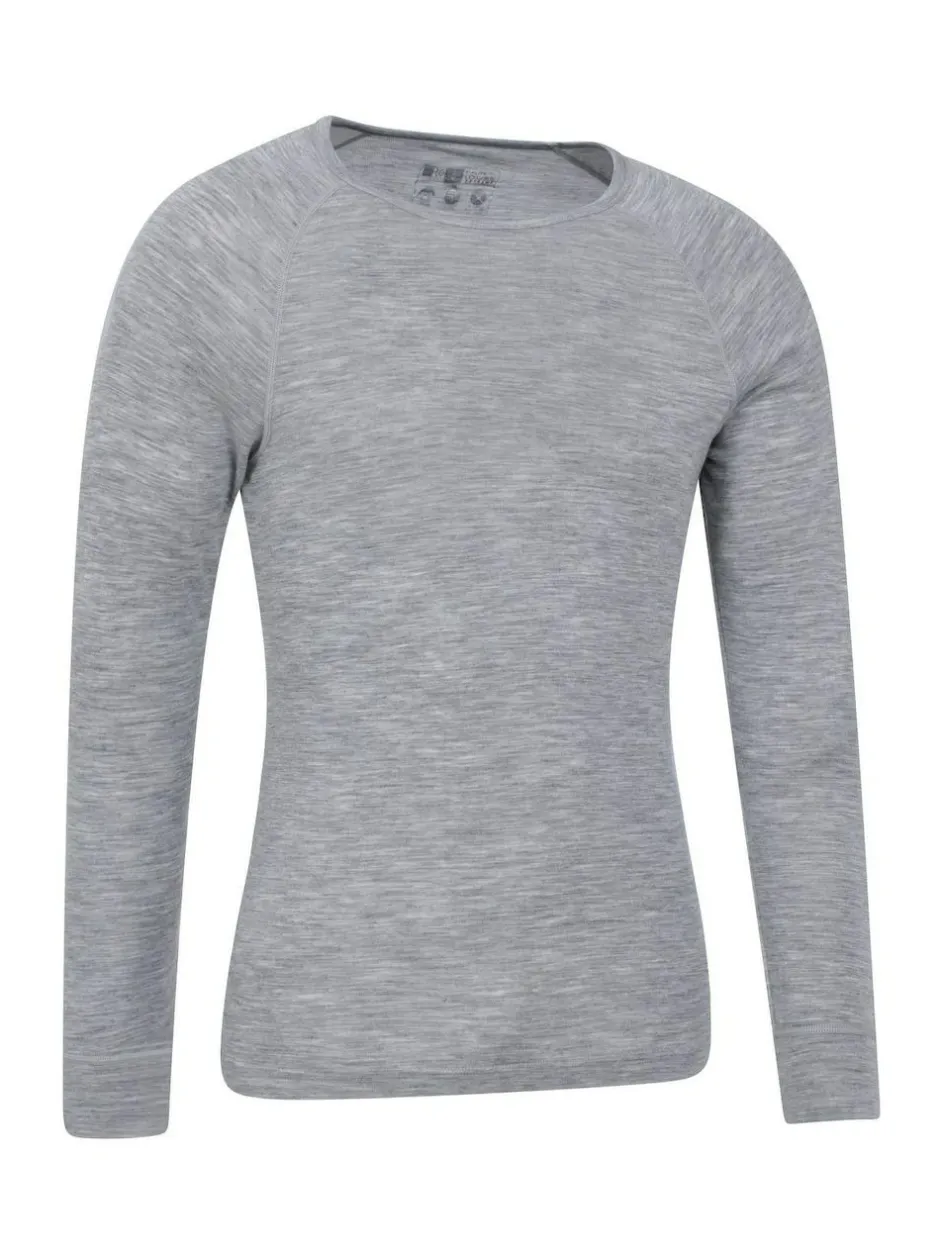 Mountain Warehouse Merino Mens Round Neck Thermal Top Grey Best
