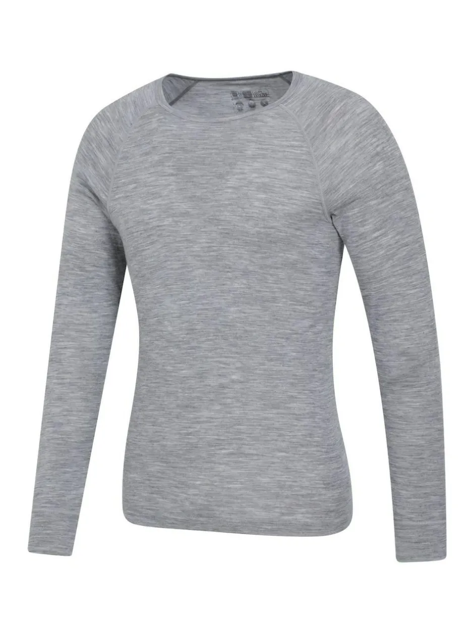 Mountain Warehouse Merino Mens Round Neck Thermal Top Grey Best