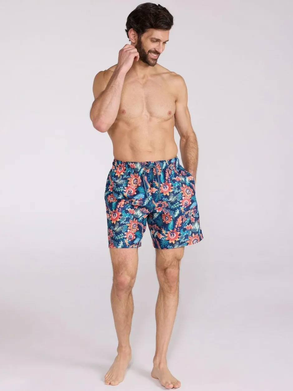 Mountain Warehouse Pink Mens Aruba Printed Quick Drying Swimshorts with UV Max Protection Outlet
