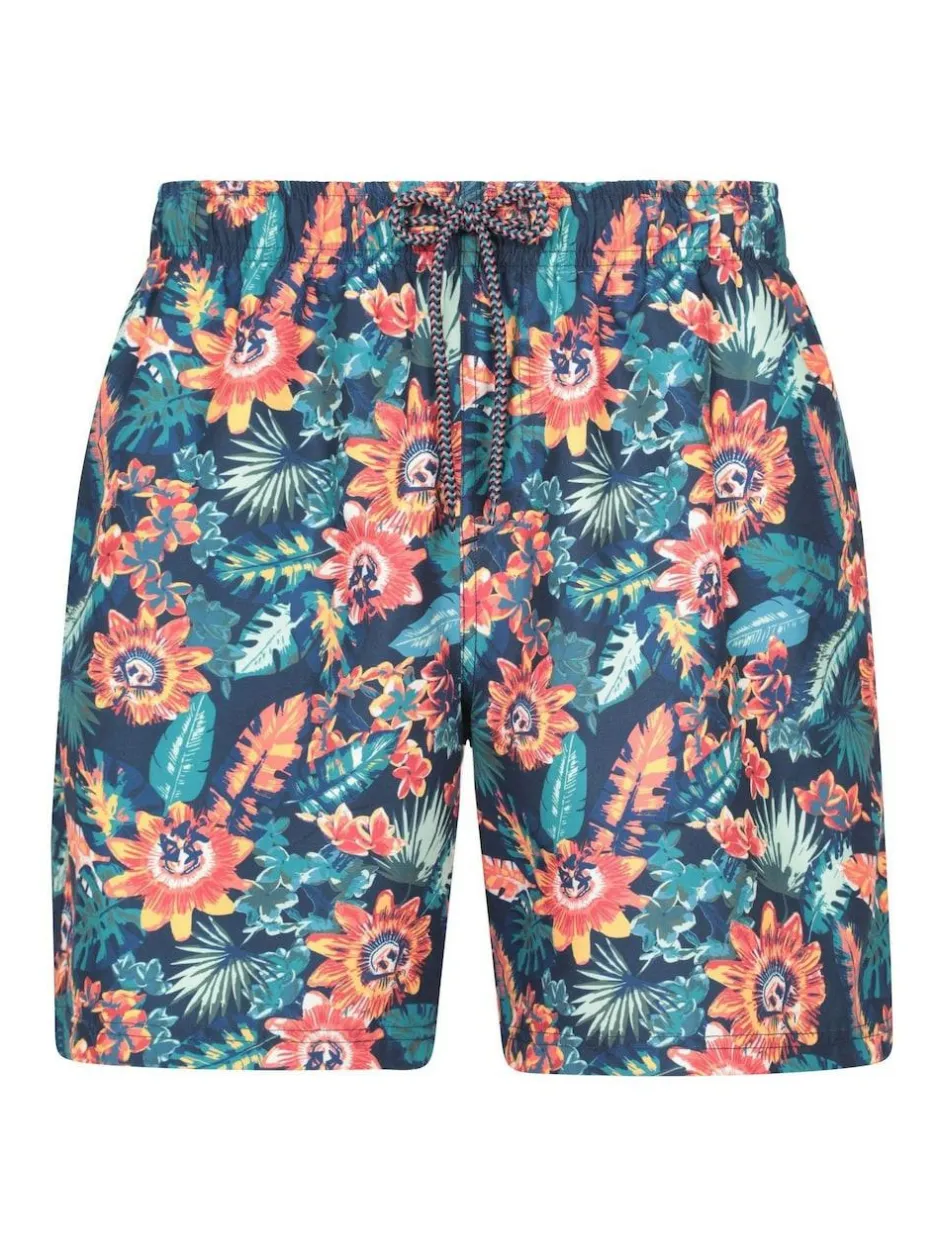 Mountain Warehouse Pink Mens Aruba Printed Quick Drying Swimshorts with UV Max Protection Outlet