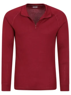 Mountain Warehouse Red Talus Long Sleeved Zip Neck Top Outlet
