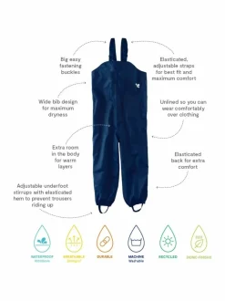 Muddy Puddles Originals Waterproof Dungarees Navy Blue Clearance