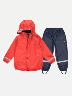 Muddy Puddles Red Rainy Day Waterproof Jacket And Trousers Rain Set