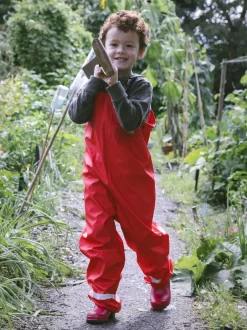 Muddy Puddles Rainy Day Waterproof Dungarees Red Discount