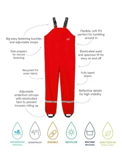 Muddy Puddles Rainy Day Waterproof Dungarees Red Discount