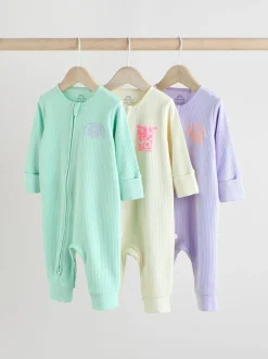 Next Multi 3 Pack Two Way Zip Baby Sleepsuits (0mths-3yrs) Hot