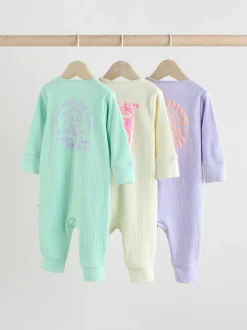 Next Multi 3 Pack Two Way Zip Baby Sleepsuits (0mths-3yrs) Hot