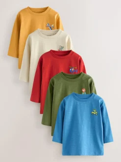 Next Multi Animals on Transport Long Sleeve T-Shirts 5 Pack (3mths-7yrs)