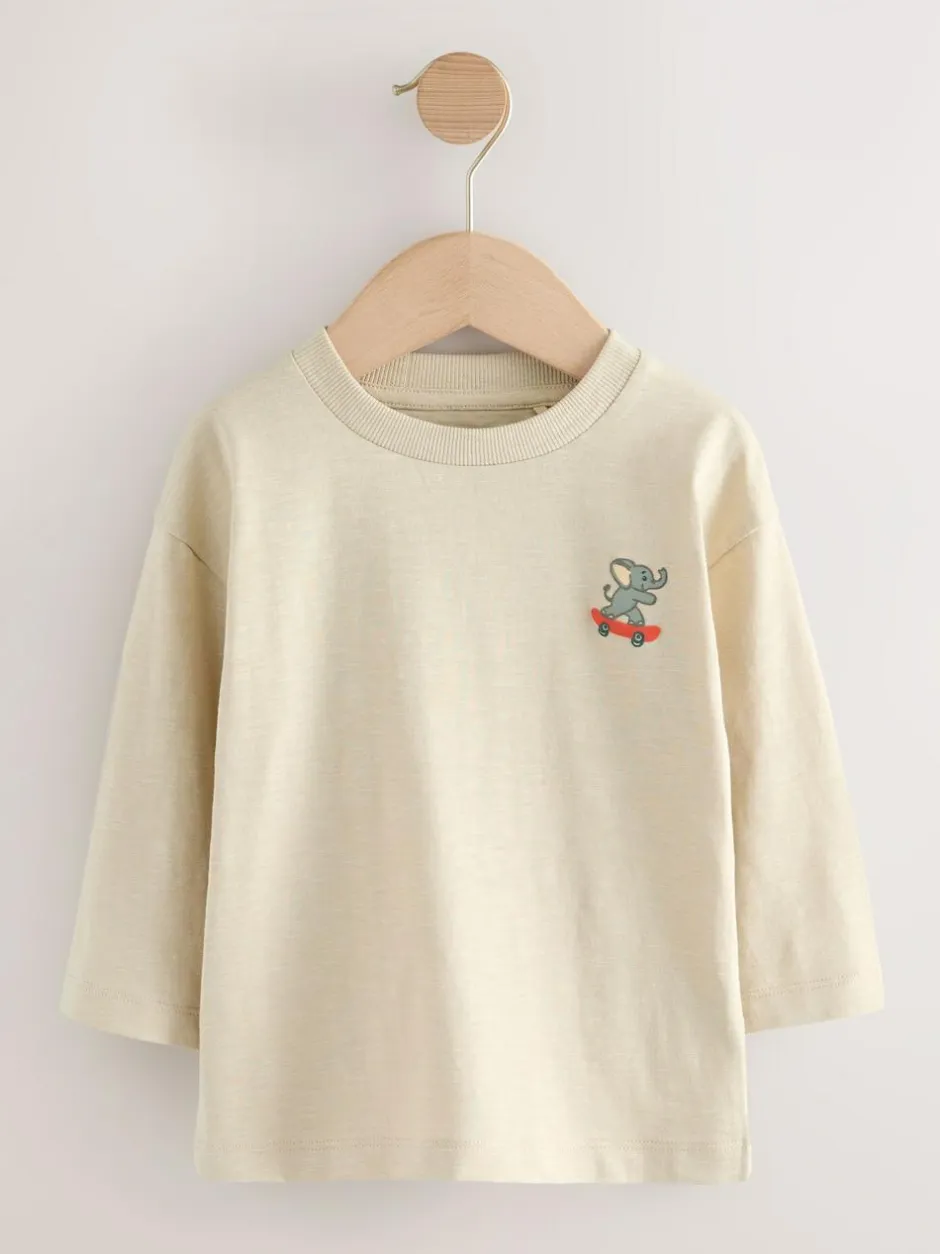 Next Multi Animals on Transport Long Sleeve T-Shirts 5 Pack (3mths-7yrs)
