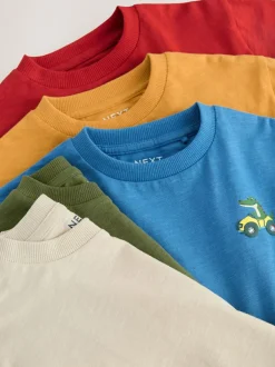 Next Multi Animals on Transport Long Sleeve T-Shirts 5 Pack (3mths-7yrs)