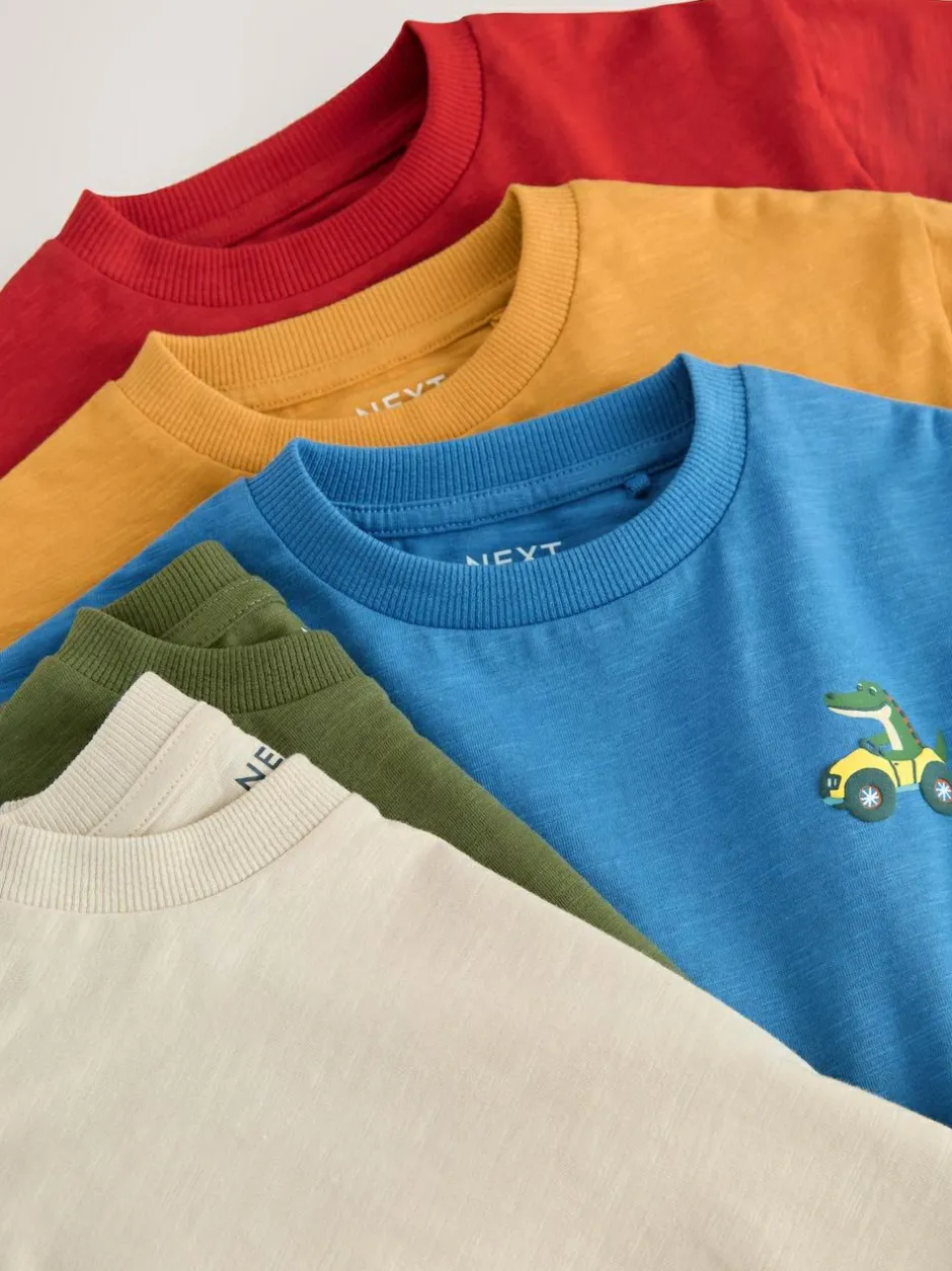 Next Multi Animals on Transport Long Sleeve T-Shirts 5 Pack (3mths-7yrs)