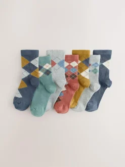 Next Multi Argyle Cotton Rich Socks 7 Pack Clearance