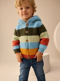 Next Multi Bright Stripe Character Cardigan (3mths-7yrs) New