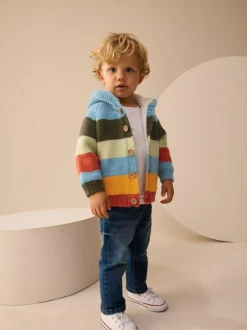 Next Multi Bright Stripe Character Cardigan (3mths-7yrs) New