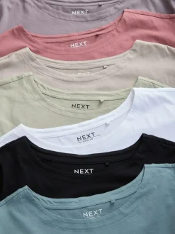 Next Multi Cap Sleeve 100% Cotton T-Shirts 7 Pack New