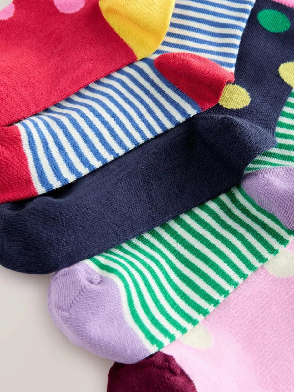 Next Multi Colour Cotton Rich Stripe and Spot Ankle Socks 5 Pack Discount
