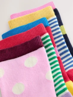 Next Multi Colour Cotton Rich Stripe and Spot Ankle Socks 5 Pack Discount