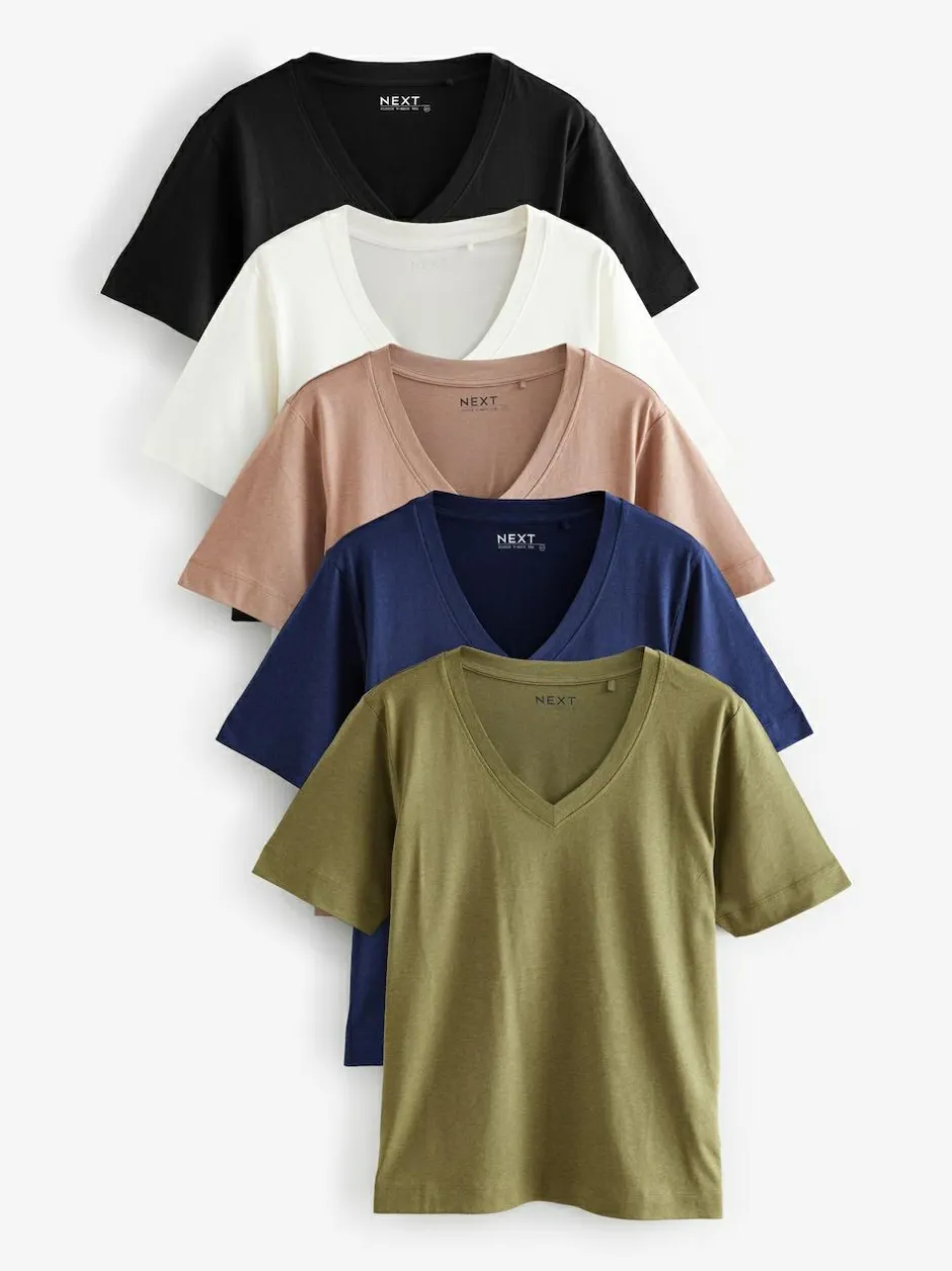 Next Multi Cotton Modal Slouch T-Shirt 5 Pack Sale