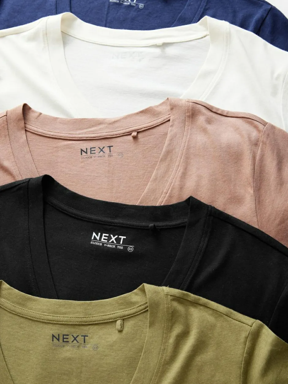 Next Multi Cotton Modal Slouch T-Shirt 5 Pack Sale