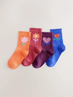 Next Multi Cotton Rich Flower and Heart Ankle Socks 4 Pack Hot