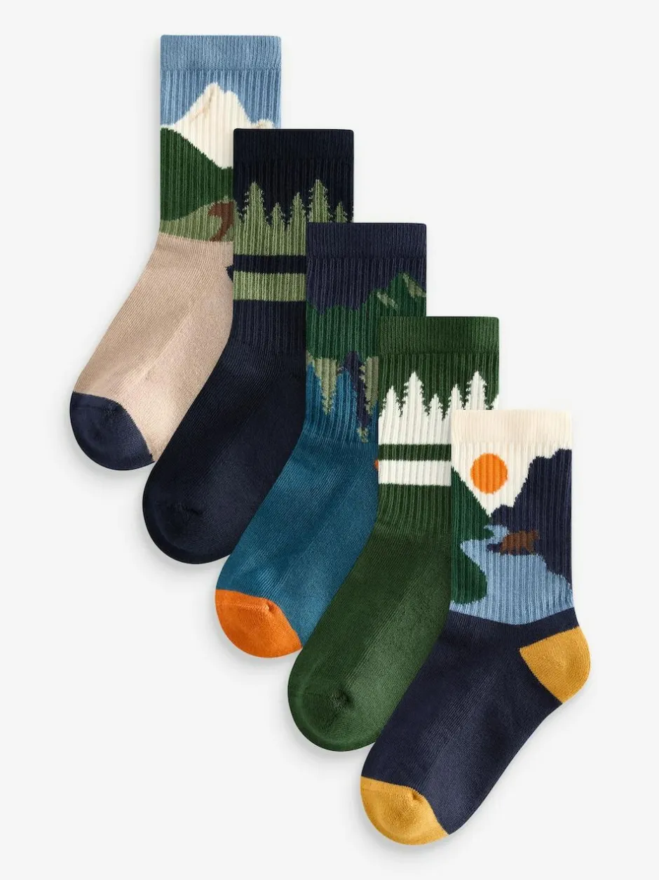 Next Multi Cushioned Footbed Cotton Rich Ribbed Tipped Socks 5 Pack