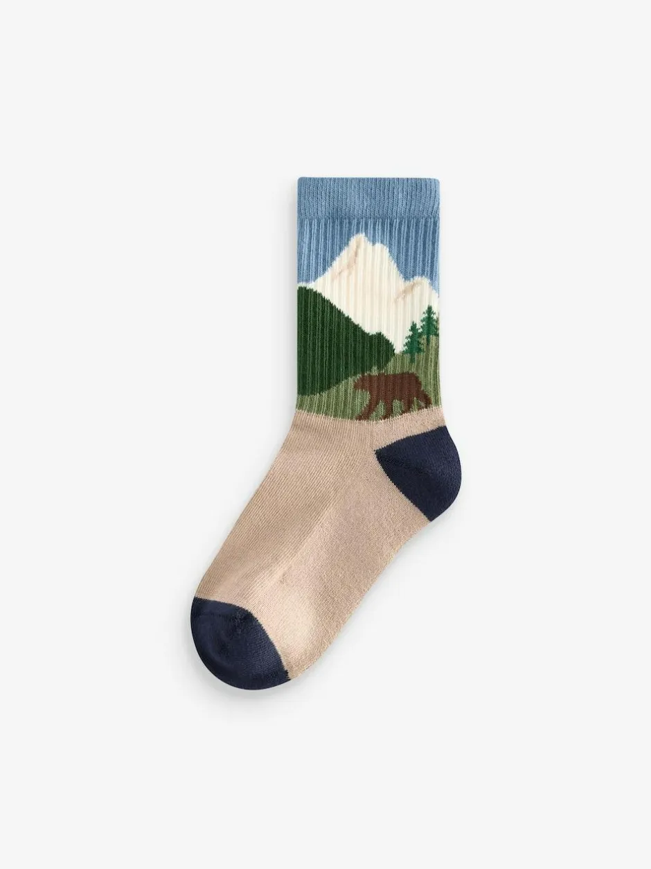 Next Multi Cushioned Footbed Cotton Rich Ribbed Tipped Socks 5 Pack