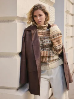 Next Stand Neck Fairisle Pattern Stitch Knitted Jumper Multi Neutral Clearance