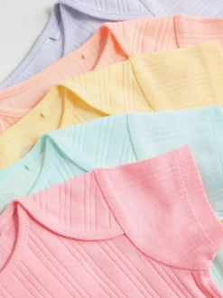 Next Multi Pastel 5 Pack Short Sleeve Baby Bodysuits Best