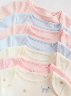 Next Multi Pastel Character 7 Pack Short Sleeve Baby Bodysuits Discount