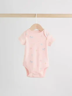 Next Multi Pastel Character 7 Pack Short Sleeve Baby Bodysuits Discount
