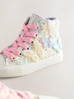 Next High Top Trainers Multi Pastel Glitter Butterfly Discount