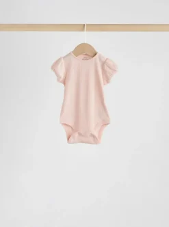 Next Multi Pastel Short Sleeve Pointelle Baby Bodysuits 5 Pack Hot