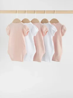 Next Multi Pastel Short Sleeve Pointelle Baby Bodysuits 5 Pack Hot
