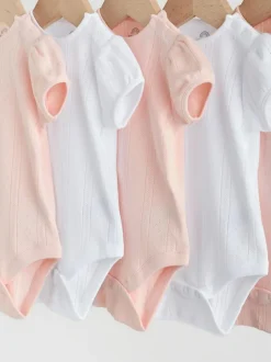 Next Multi Pastel Short Sleeve Pointelle Baby Bodysuits 5 Pack Hot