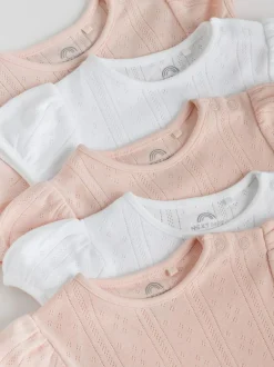 Next Multi Pastel Short Sleeve Pointelle Baby Bodysuits 5 Pack Hot
