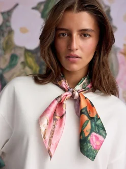 Next Multi Pink Floral Benjamin MacGregor Artist Collaboration Lightweight Square Scarf Outlet