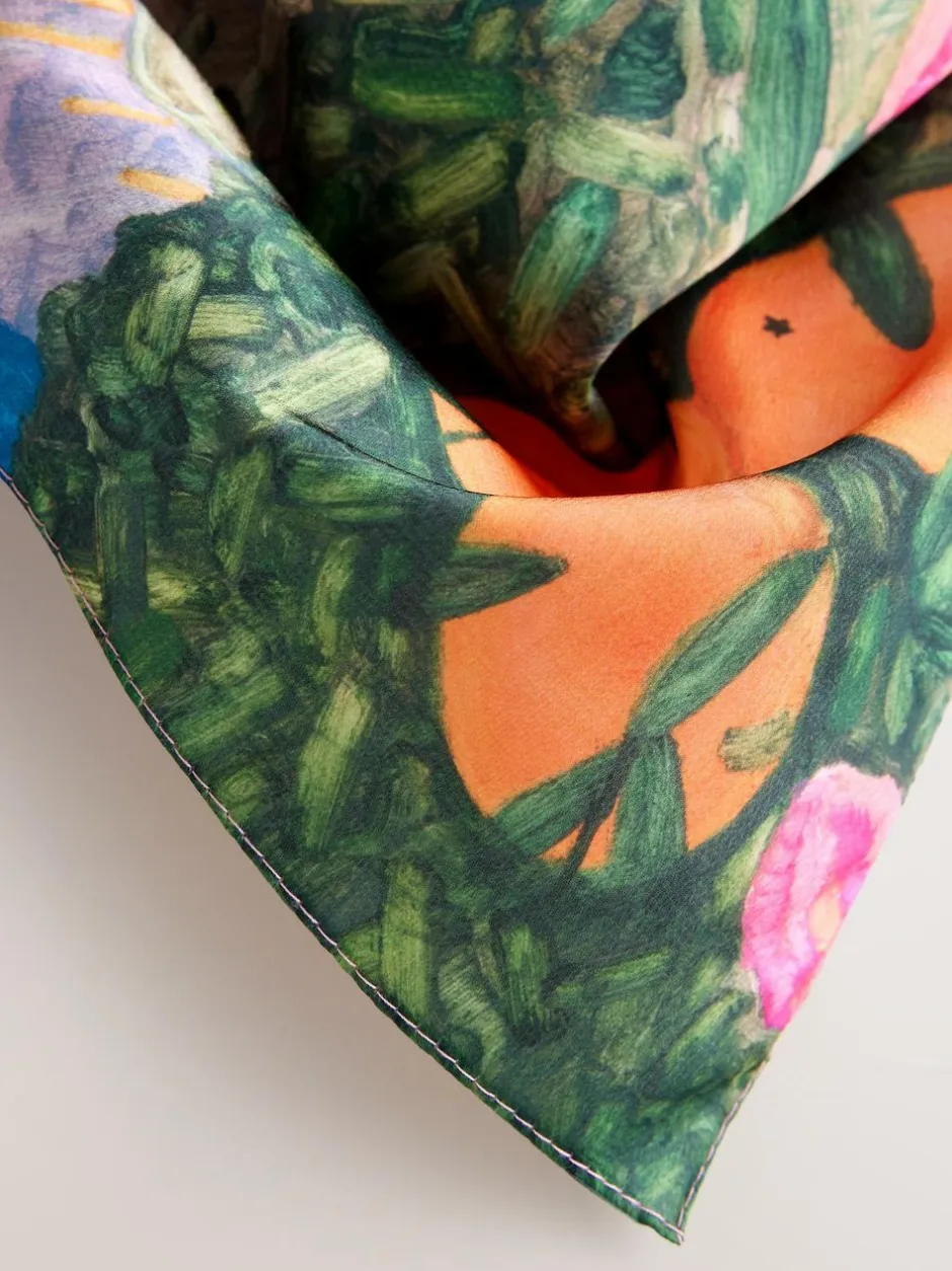 Next Multi Pink Floral Benjamin MacGregor Artist Collaboration Lightweight Square Scarf Outlet