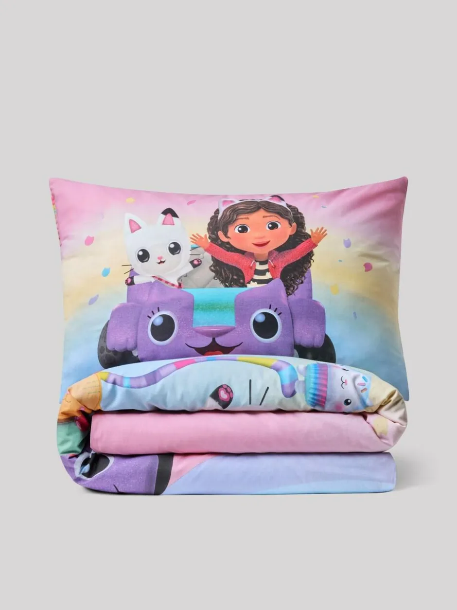 Next Multi Pink Gabby's Dollhouse Rainbow Duvet Cover and Pillowcase Set Online