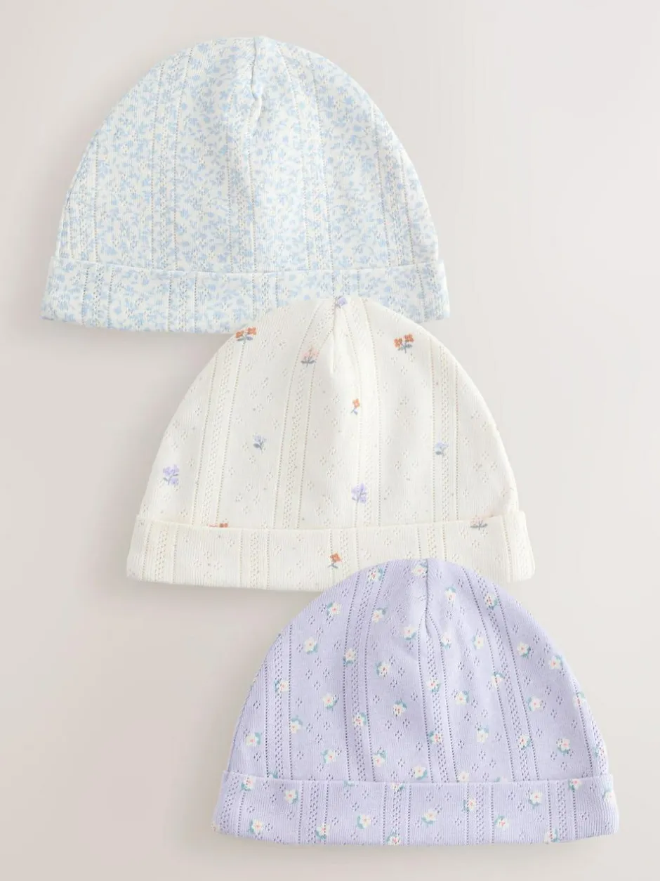 Next Multi Pointelle Baby Beanies 3 Pack (0-18mths) Sale