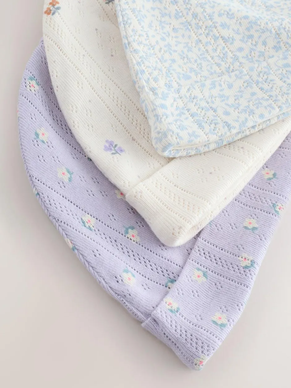 Next Multi Pointelle Baby Beanies 3 Pack (0-18mths) Sale