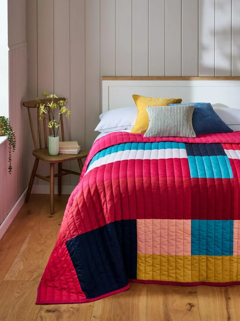 Next Multi Quilted Stripe Bedspread Outlet