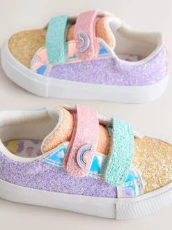 Next Standard Fit (F) Chunky Trainers With Touch Fastening Multi Rainbow Glitter