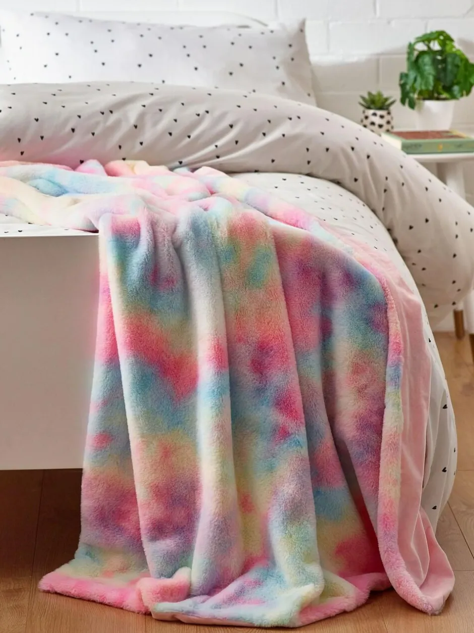 Next Multi Rainbow Ombre Rainbow Ombre Faux Fur Throw