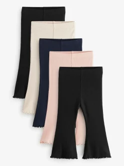 Next Multi Ribbed Flare Leggings 5 Pack (3mths-7yrs) Outlet