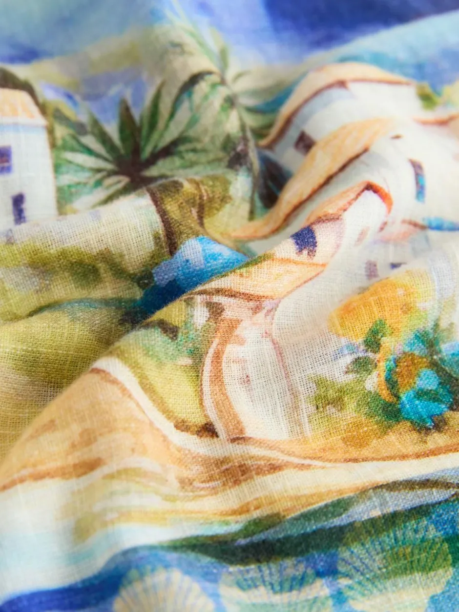 Next Multi Scenic Print Relaxed Long Sleeve Shirt With Linen Clearance