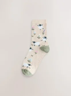 Next Ankle Socks 4 Pack Multi Sheep Print