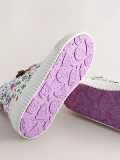 Next Multi Sketchy Print Standard Fit (F) Lace Up High Top Trainers